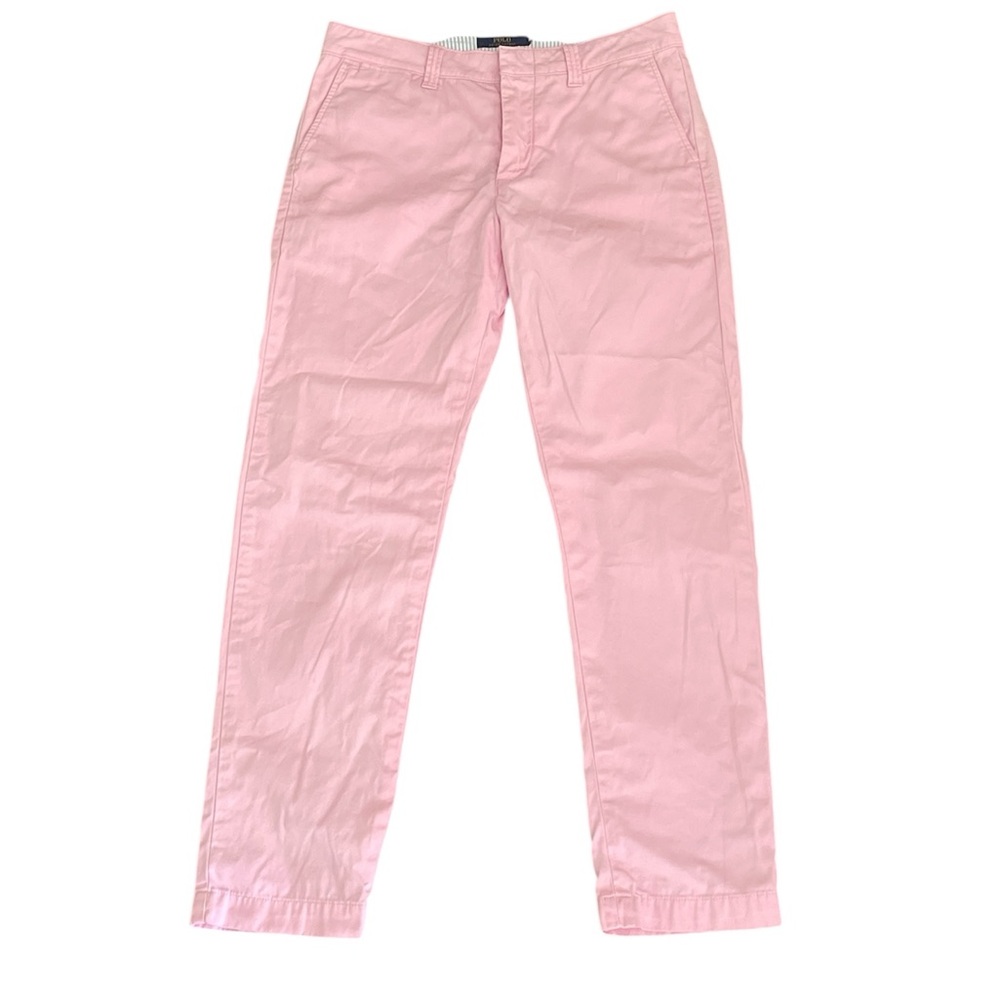 Polo Ralph Lauren Women’s Pink ankle Cropped Chino Pants hook closure